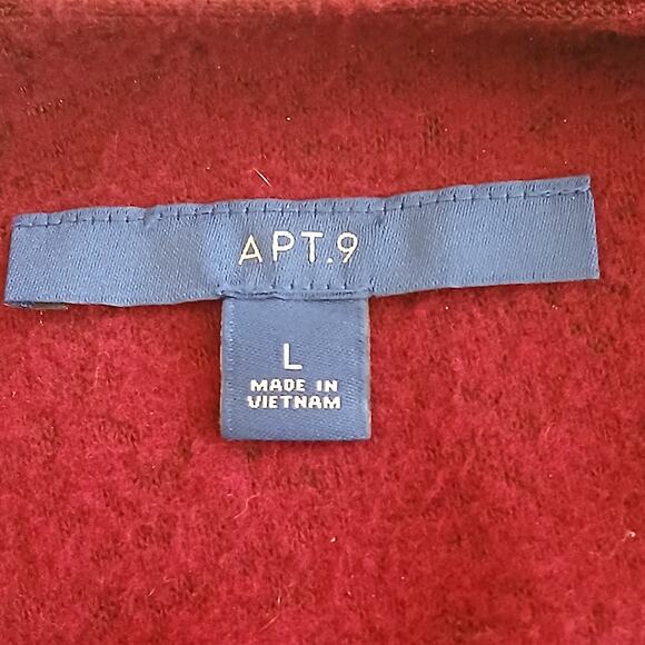 Apt. 9 Women’s L Burgundy Sweater Dress Knit Long Sleeve Wrap Tie Waist NWT - Picture 7 of 15